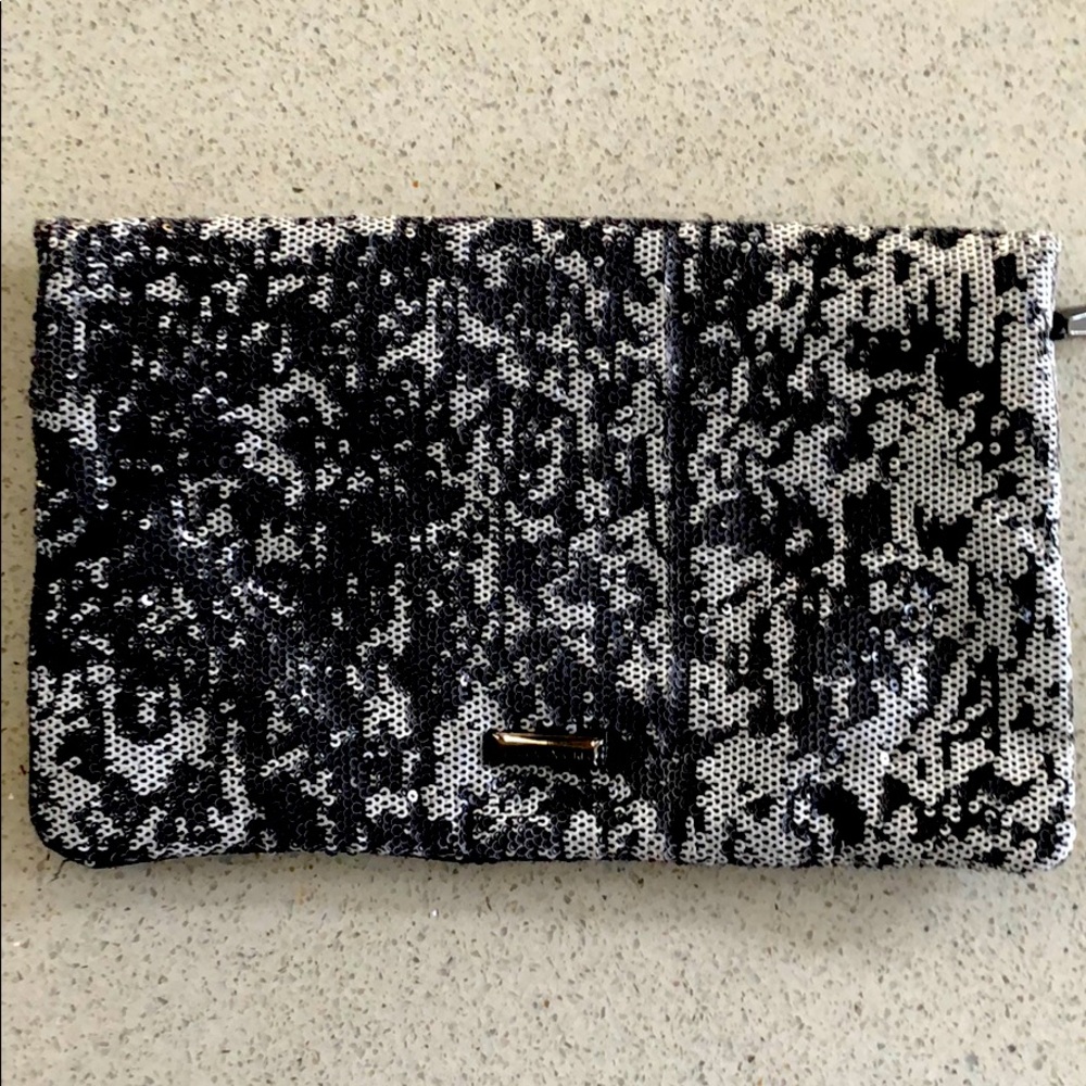 BCBG Max Aziria black and silver sequence clutch